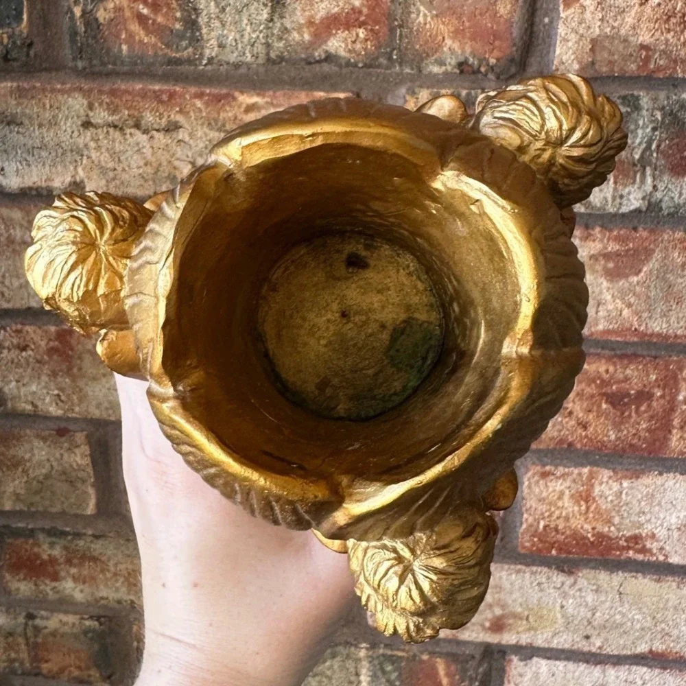 Vintage Gold Cherub Angel Votive Candle Holder Figurine Neoclassical Decor 7in